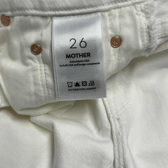 Mother The Roller Fray Fairest Of Them All Wide Leg White Denim Jeans Sz 26 NWT - Picture 15 of 15